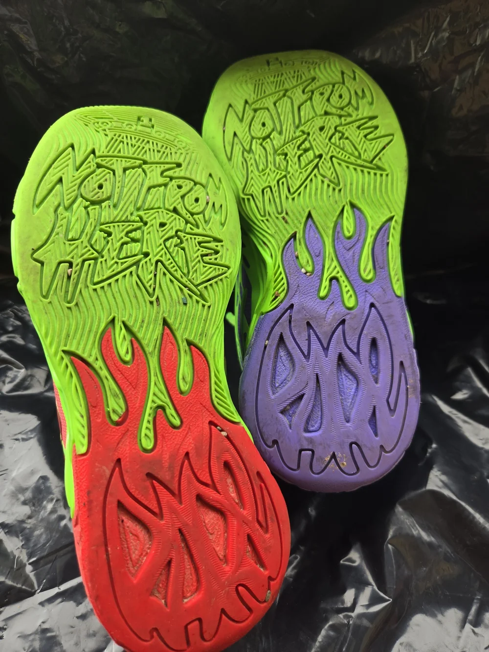 Kids Neon Green Red & Purple Lace-Up Athletic Shoes